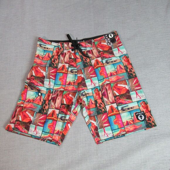 69 Slam Board Shorts Mens Size 34 Graphic Ladies Bikinis Swim Surf Ocean Beach - Picture 1 of 15